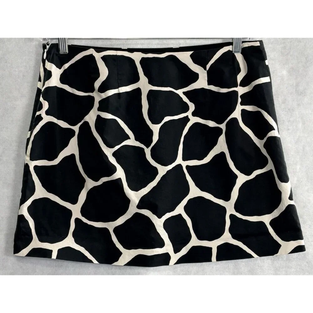 Lord & Taylor IDENTITY Women Side Zipper Lined Mini Skirt Sz 12 Black Ivory 20-6